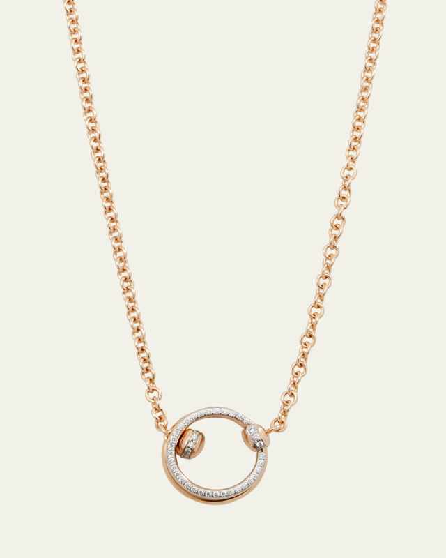 18k Rose Gold Together Diamond Circle Pendant Necklace